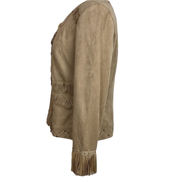 Cache Tan Faux Suede Fringed Jacket - Picture 7 of 15